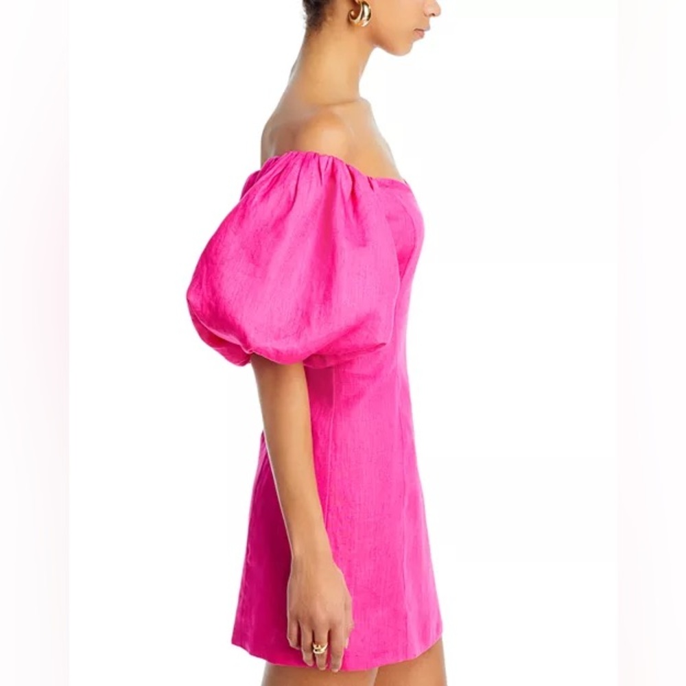 RHODE Dali Linen Puff Sleeve Dress Size 4 - Picture 5 of 13